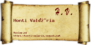 Honti Valéria névjegykártya