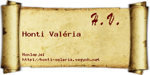 Honti Valéria névjegykártya